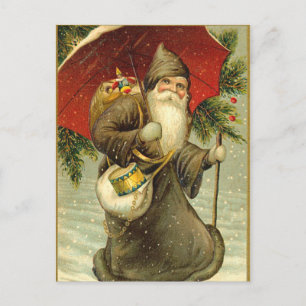Postal De Festividades Cartão alemães do Natal do papai noel