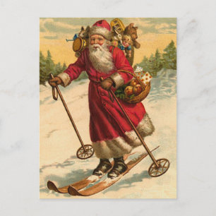 Postal De Festividades Cartão alemães do Natal do papai noel