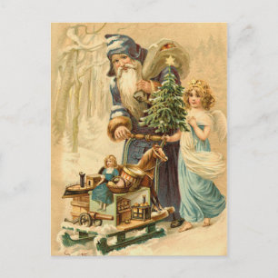 Postal De Festividades Cartão alemão do papai noel do vintage