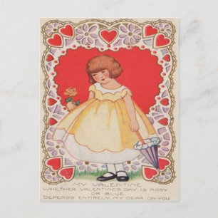 Postal De Festividades Cartão bonito retro dos namorados dos corações
