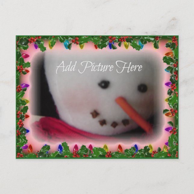 Postal De Festividades Cartão com fotos Holly e Luzes (Frente)