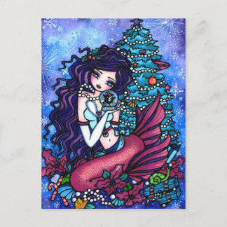 Postal De Festividades Cartão da arte da fantasia da sereia da orca do