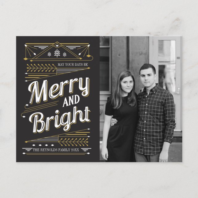 Postal De Festividades Cartão da foto do feriado do art deco (Frente)