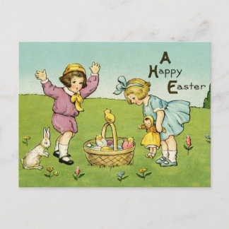 Postal De Festividades Cartão da páscoa da reprodução do vintage