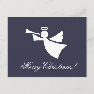 Postal De Festividades Cartão da silhueta do anjo do Feliz Natal