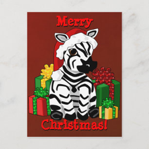 Postal De Festividades Cartão da zebra do Natal
