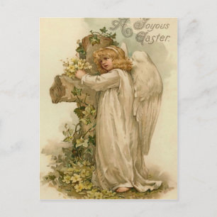 Postal De Festividades Cartão do anjo da páscoa do vintage
