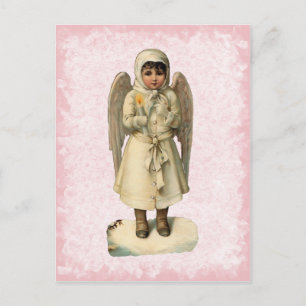 Postal De Festividades Cartão do anjo do natal vintage