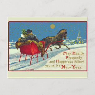 Postal De Festividades Cartão do ano novo da ilustração do vintage