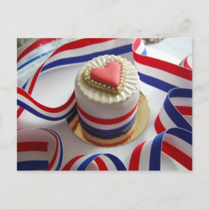 Postal De Festividades Cartão do bolo dos namorados franceses do estilo
