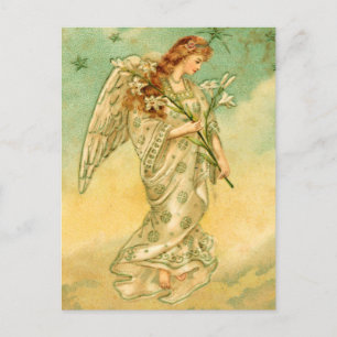 Postal De Festividades Cartão do Natal do anjo do Victorian