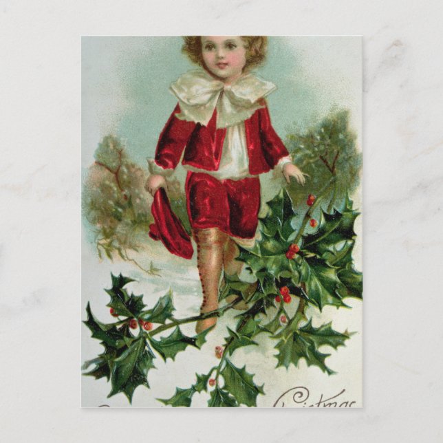 Postal De Festividades Cartão do Natal do Victorian que descreve um (Frente)