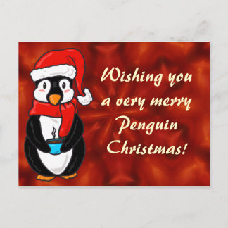 Postal De Festividades Cartão do pinguim do Natal