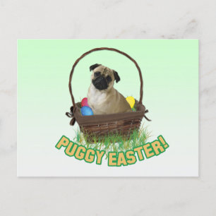 Postal De Festividades Cartão do Pug do felz pascoa