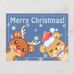Postal De Festividades Cartão dos ursos do Feliz Natal