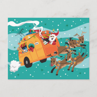 Postal De Festividades Cartão retro do Natal da viagem do feriado
