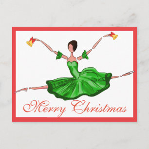 Postal De Festividades Cartão verde do balé do Natal, bailarina do Nata