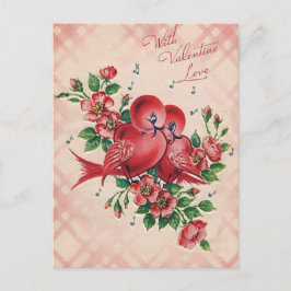Postal De Festividades Cartão Vintage Namorados Love Birds