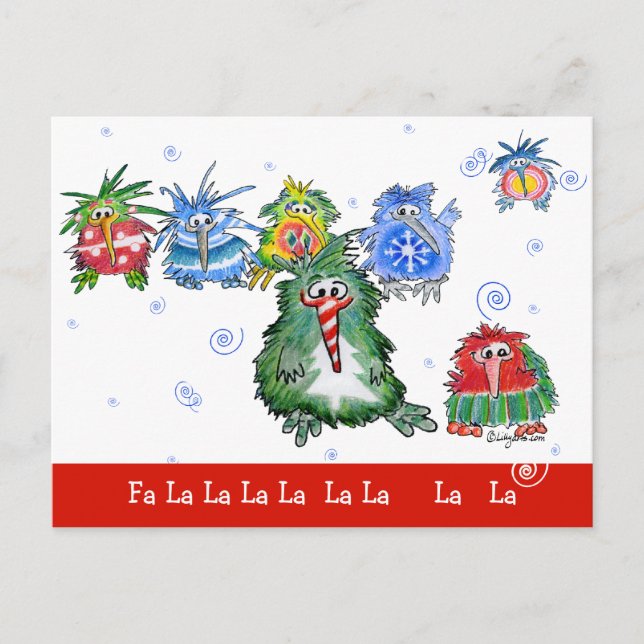 Postal De Festividades Cartoon Christmas Kiwi Birds Engraçado Cartão Post (Frente)