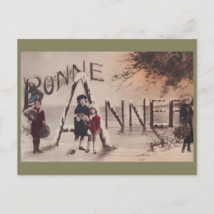 Postal De Festividades Feliz ano novo Children Vintage Fantasy cartão pos