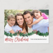 Feliz Natal e Cartão com fotos do Garland Script