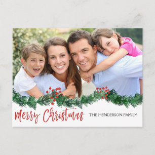 Postal De Festividades Feliz Natal e Cartão com fotos do Garland Script