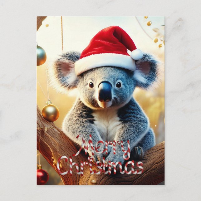 Postal De Festividades Feliz Natal Koala sentada no Cartão Gumtree (Frente)