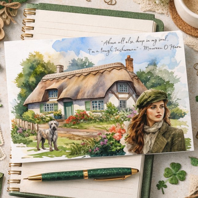 Postal De Festividades Mulher Irlandesa Durona Citação Cartão Postal-Casa (Criador carregado)