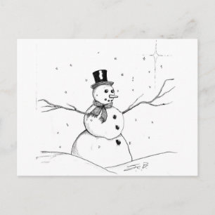 Postal De Festividades Neve do Natal, homem - cartão