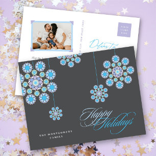 Postal De Festividades O azul Ornaments o cartão do feriado das flores d