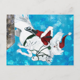 Postal De Festividades O papai noel monta um cavalo - cartão