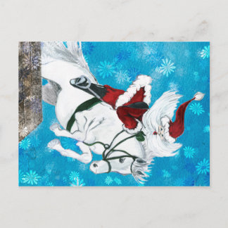 Postal De Festividades O papai noel monta um cavalo - cartão