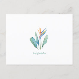 Postal De Festividades Pássaro do cartão tropical da aguarela do paraíso