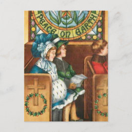 Postal De Festividades Paz no cartão do natal vintage da terra
