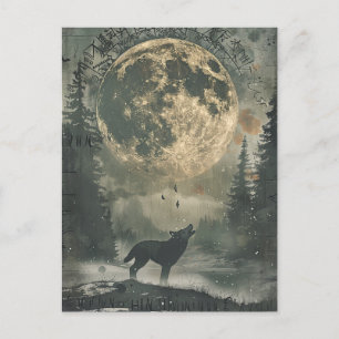Postal De Festividades Wolf Samhain Halloween Cartão