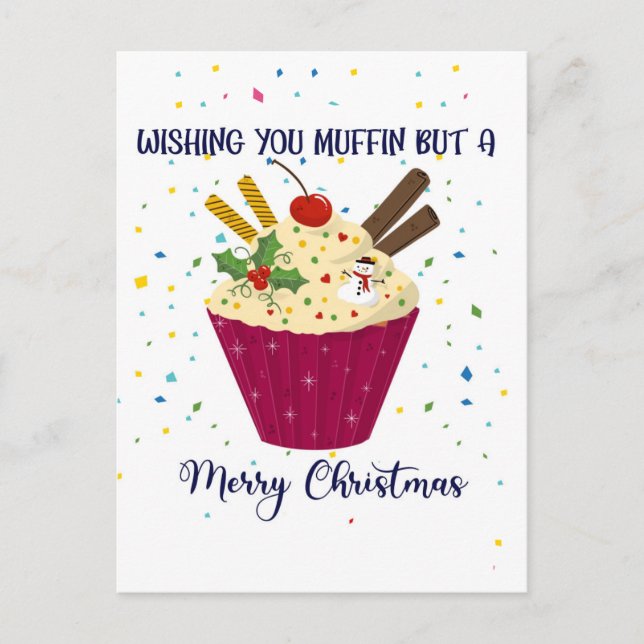 Postal Desejo-lhe muffin mas um Cartão de Natal Feliz (Frente)