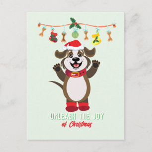 Postal Desencadeie a Alegria do Natal Cachorro Cartão Pos
