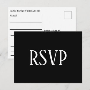 Postal Design Simples Preto e Branco - Cartão de Resposta