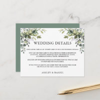 Detalhes do Casamento Verde Sage - Cartão de Inser