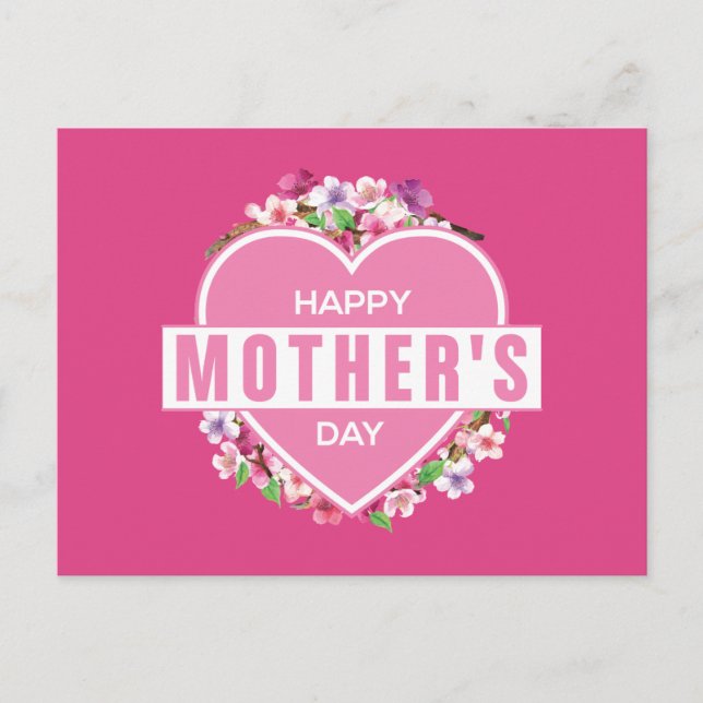 Postal Dia de as mães Feliz Floral Elegante | Cartão post (Frente)