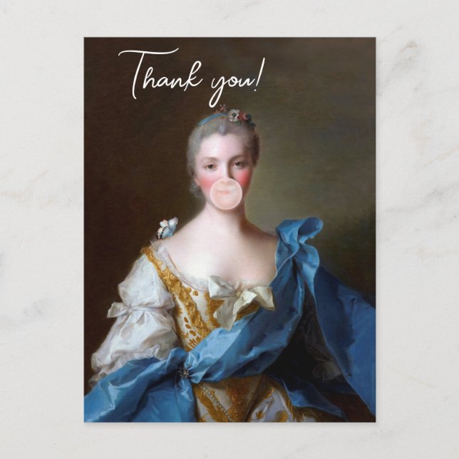 Postal Diva de chiclete com cartão de agradecimento da bo (Frente)