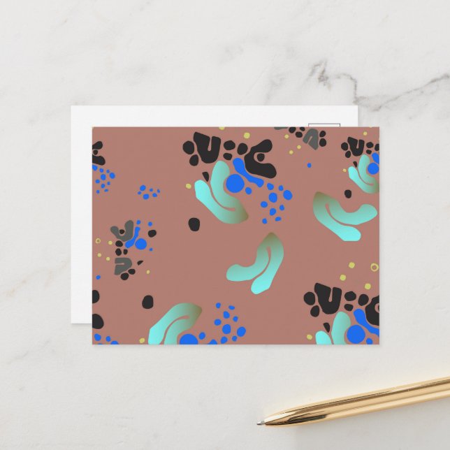 Postal Diversão de Blobs Coloridos de Abstrato de Cartão  (Frente/Verso In Situ)