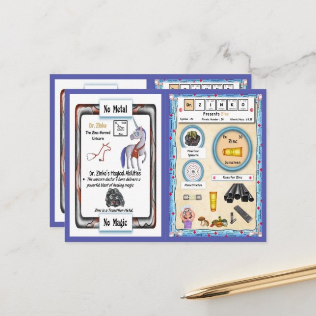 Postal Dr. Zinko - Cartão de Jogo Unicórnio Horn Zinc (Frente/Verso In Situ)