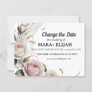 Postal Elegante Alterar o Cartão de Casamento de Data