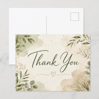 Postal Elegante Cartão de Agradecimento Botânico