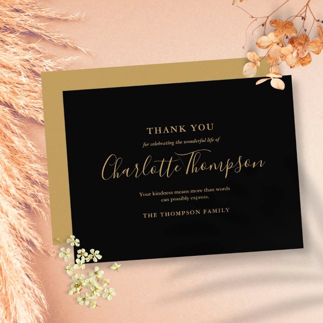 Postal Elegante cartão de agradecimento fúnebre em ouro (Criador carregado)