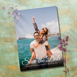 Postal Elegante Cartão de Data de Salvamento de Foto Simp