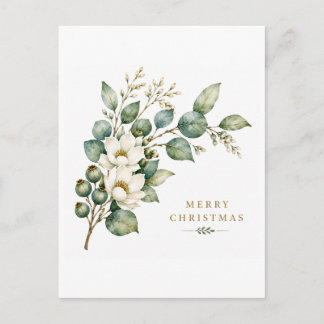 Postal Elegante Cartão de Natal Botânico de Eucalipto