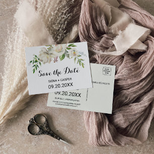Postal Elegante White Peony de inverno Salve o Cartão de