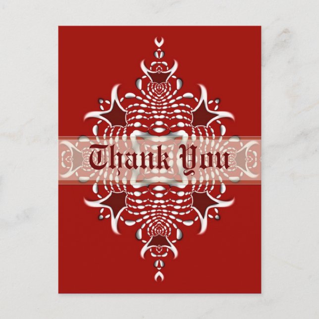 Postal Emblema Fratural Vermelho e Branco Obrigado Cartão (Frente)